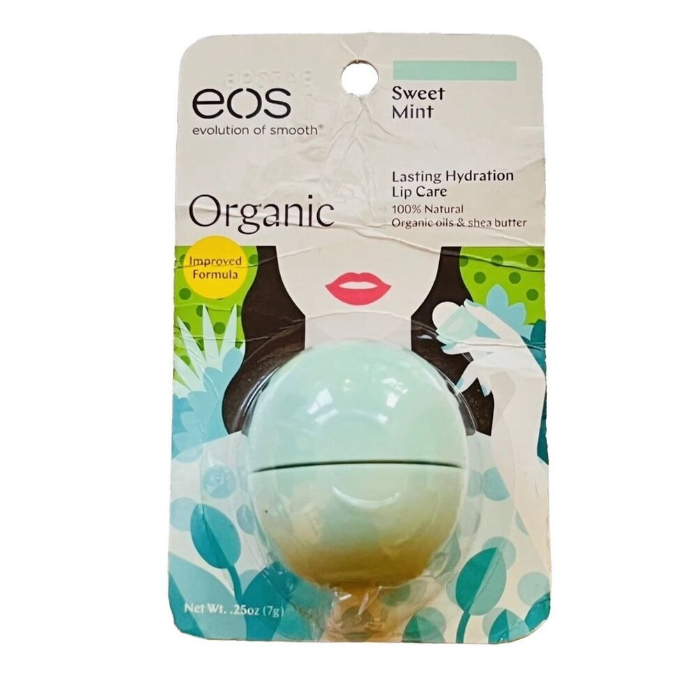 EOS Organic Sweet Mint Lip Balm Sphere Natural Shea Butter Peppermint Coconut